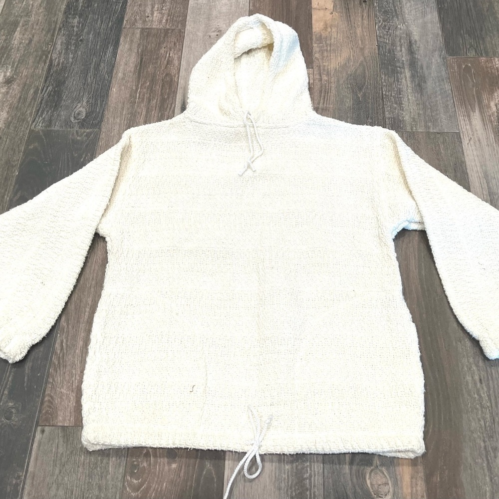 Earth Ragz Pullover Hoodie Sz M Ivory Textured 100% Recycled Fibers Mexico - Picture 5 of 11